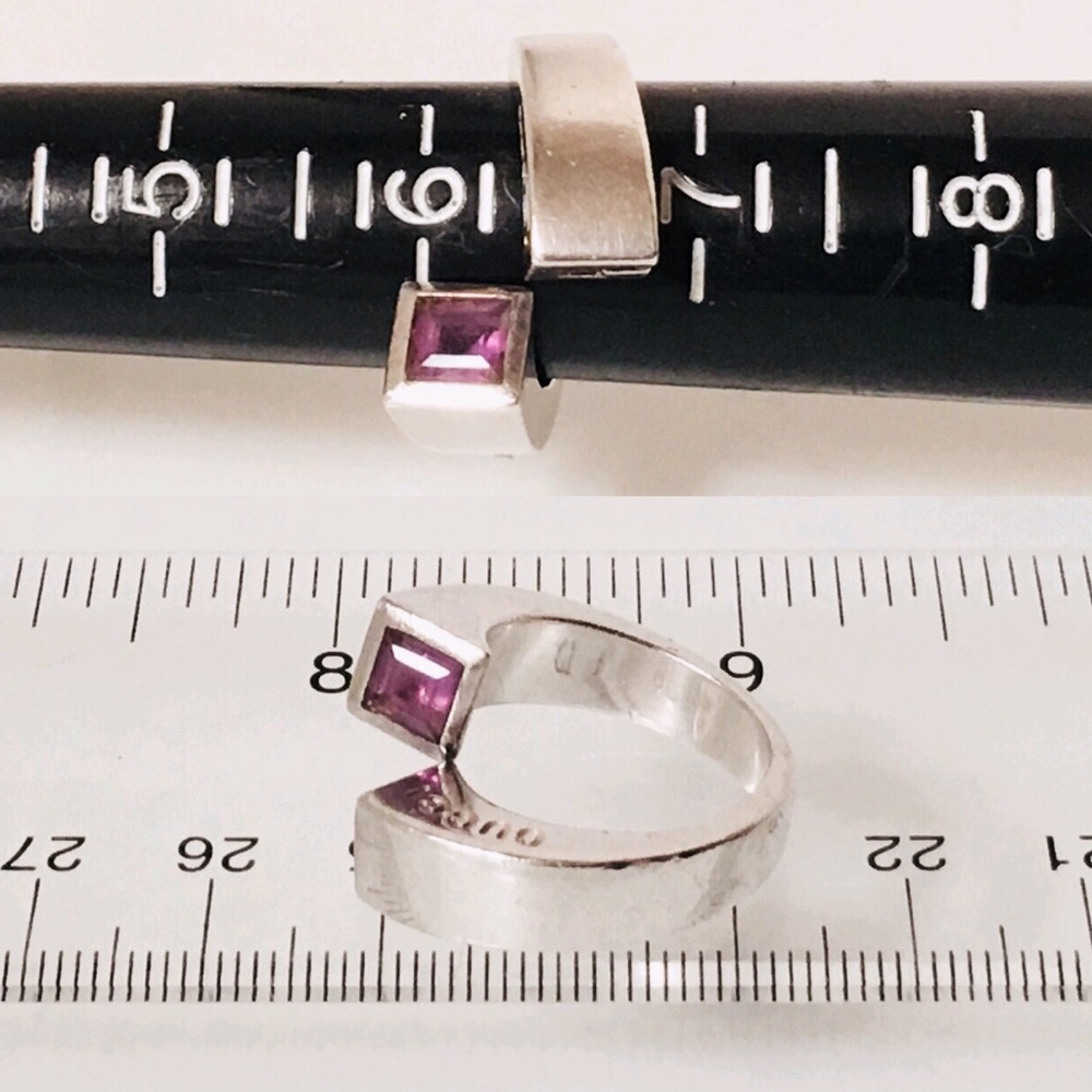 Gucci Sterling Silver Amethyst Bypass Ring - Picture 7 of 8